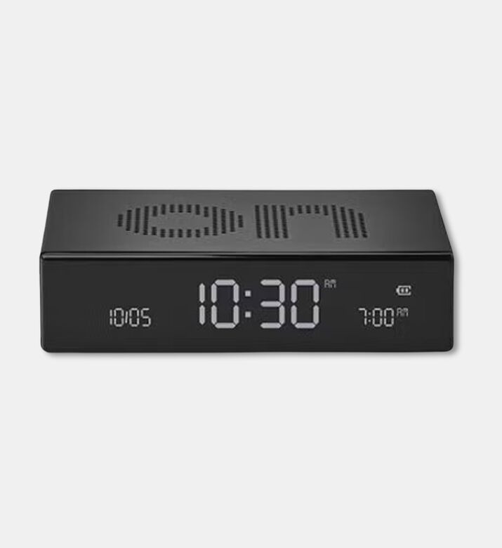 Lexon Design Flip Premium Reversible Alarm Clock, Black, Packshot View