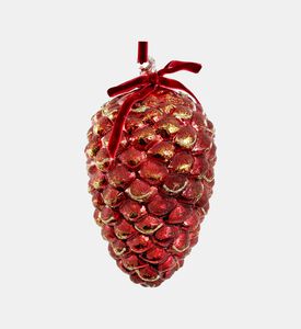 Shishi Glass Round Cone Antique Shiny Beaded Ball, Red, 11-cm, Packshot View