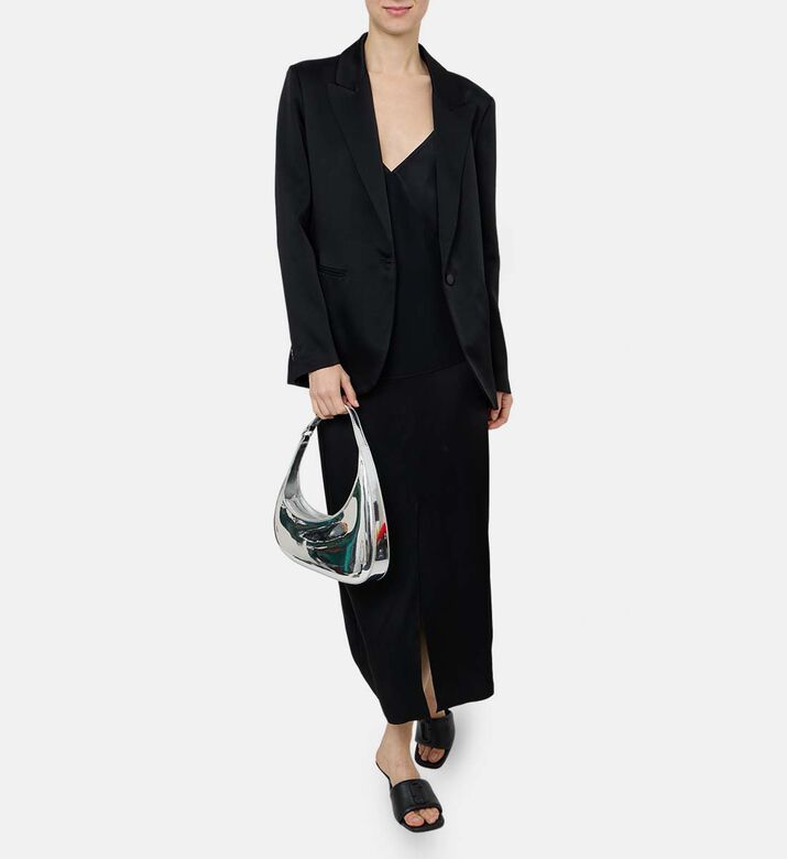 Shimmering Satin Single Button Blazer