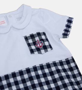 Plaid-print Short-sleeve Romper