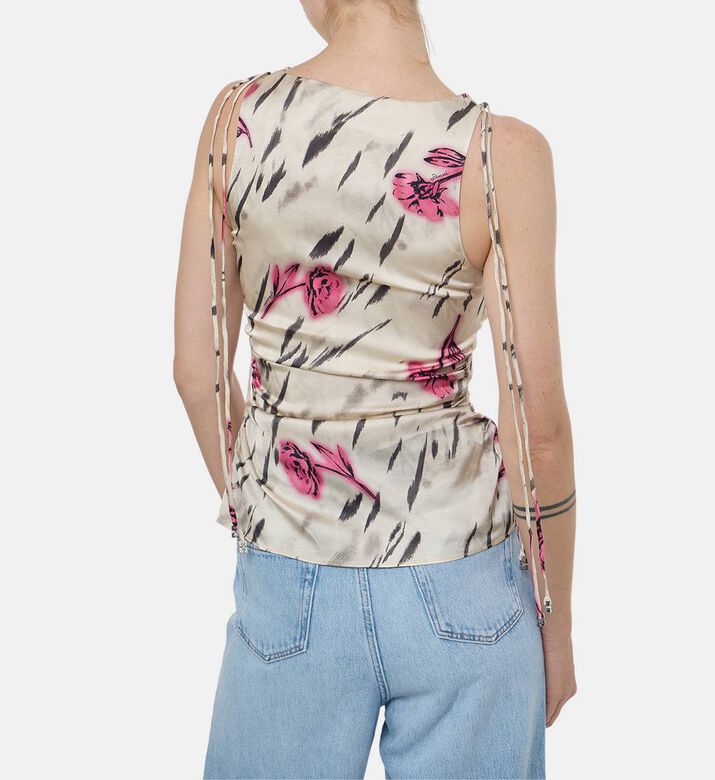 Ganni Floral-print Sleeveless Top, Model View