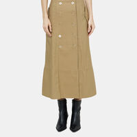 Yoked Buttoned Midi Skirt