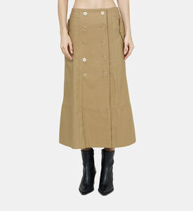 Yoked Buttoned Midi Skirt