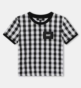 قميص قطن مطاطي بمربعات للبنات