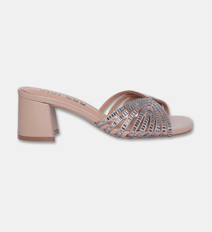 Bibilou Serabi Satin Crystal Mules, Nude, Eu-36, Packshot View