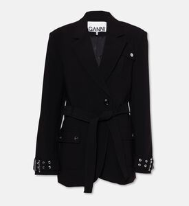 Ganni Silver-tone Hardware Belted Blazer, Packshot View