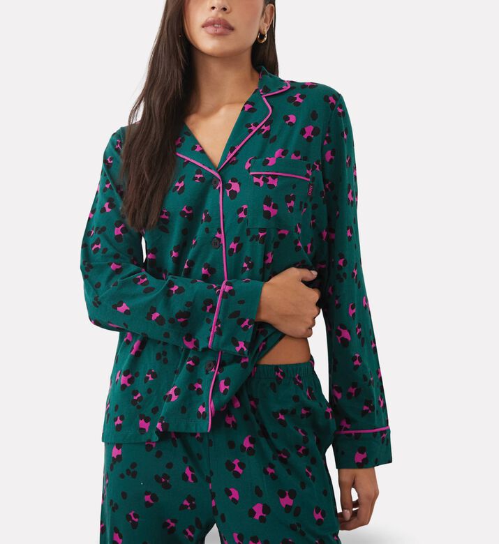 DKNY Animal Print Long-sleeve Pajama Set, Model View