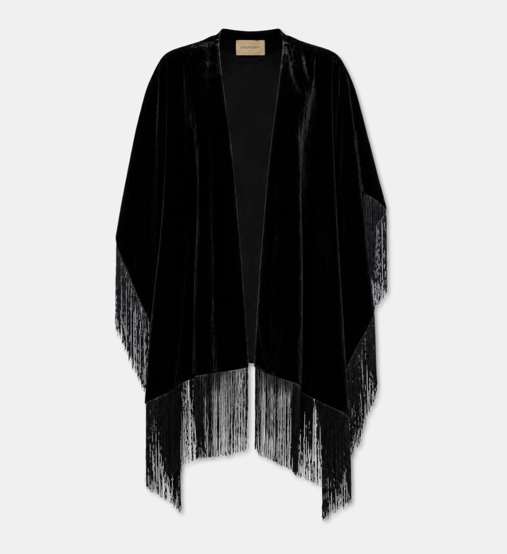 Momoni Fos Velvet Fringed Cape, Packshot View