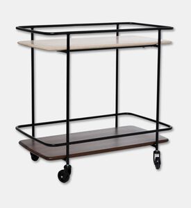 Home Deco and More Shard Wood Body Bar Trolley, Walnut, Packshot View