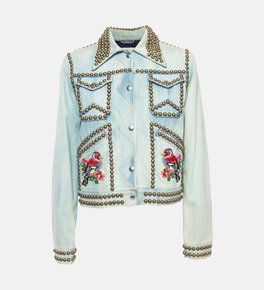 Bird-applique Studded Denim Jacket Pre-owned