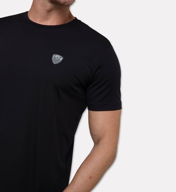 EA7 Logo Badge Embellished T-shirt, Black, Xxl, Model View