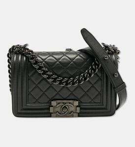 Chanel Preowned Chanel Black Quilted Leather Small Boy Flap Bag, Packshot View