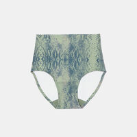 Snake-print High-waisted Bikini Bottom