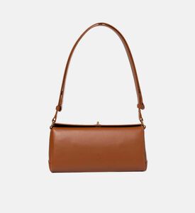 حقيبة كتف جلد بإغلاق بغطاء قلاب