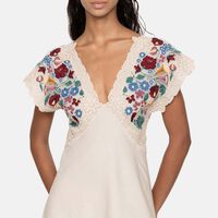 Katharine Floral-embroidery Midi Dress