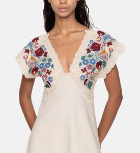 فستان كاثرين متوسط الطول بطريزات الأزهار