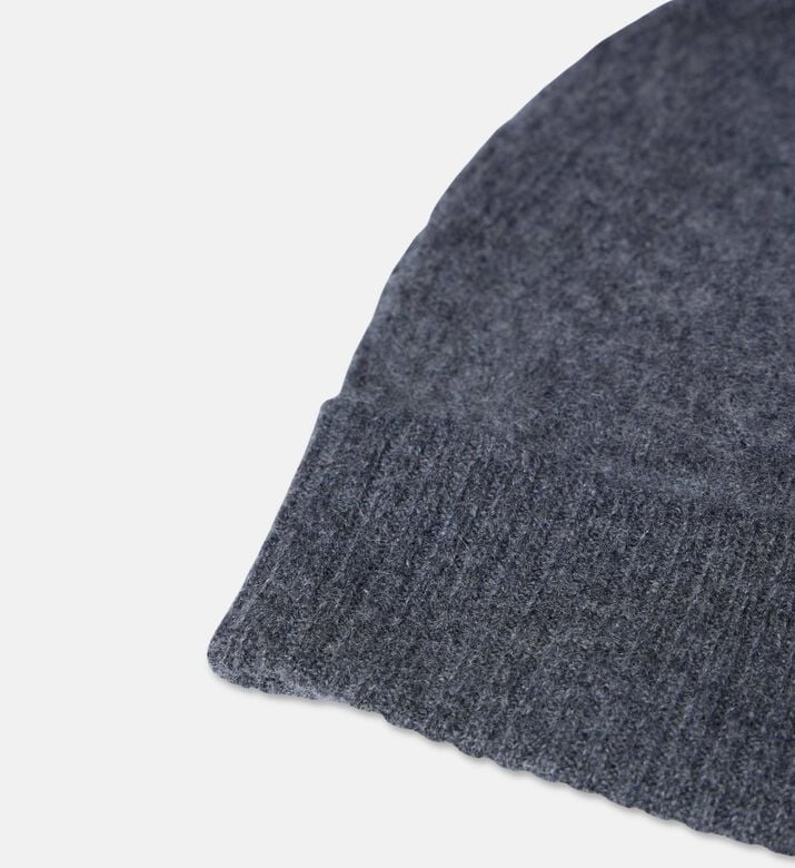 Galeries Lafayette Cable-knit Turn-up Beanie Hat, Dark-grey, Fs, Packshot View
