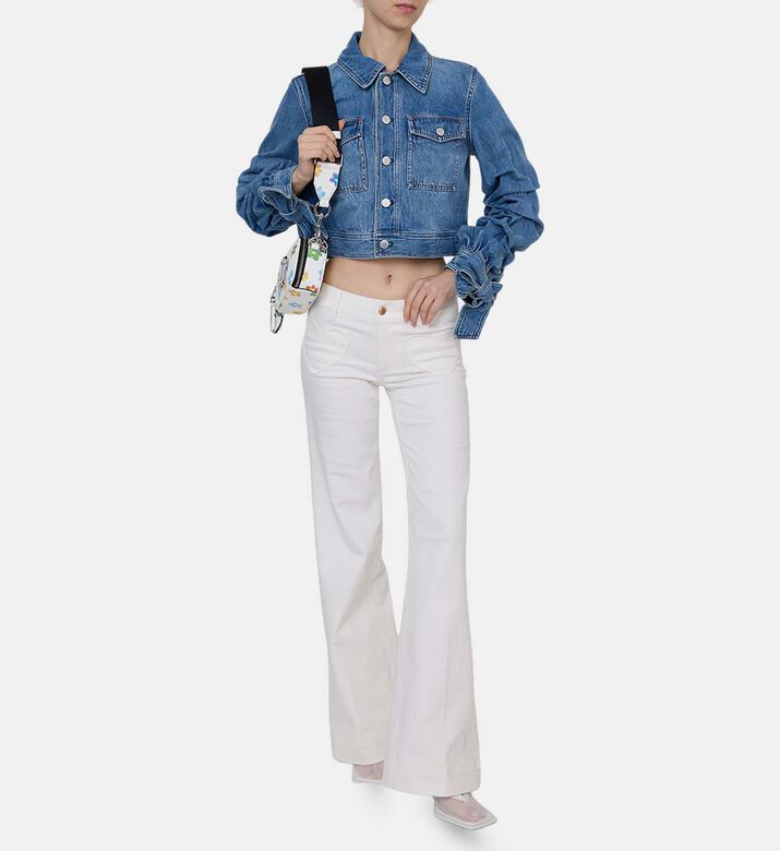 جاكيت تيف دنيم قصير بأكمام مكشكشة جاكيت تيف دنيم قصير بأكمام مكشكشة