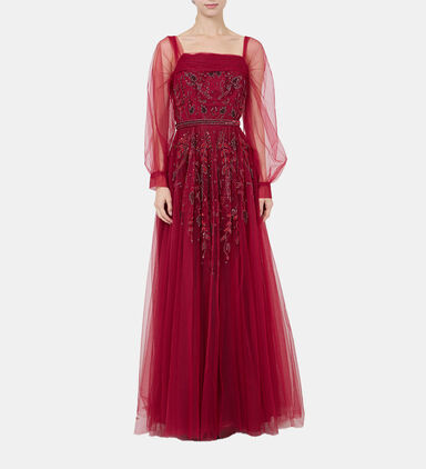 Bead Sequin Embellished Long Dress