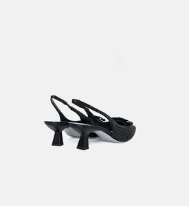 حذاء بكعب عالٍ منسوج بمقدمة مدببة وسير خلفي مفتوح