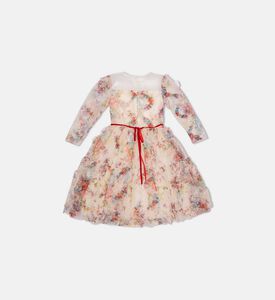 فستان واسع مزين بنقشة أزهار على كامله