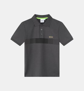 Cotton Pique Logo Stripes Polo Shirt