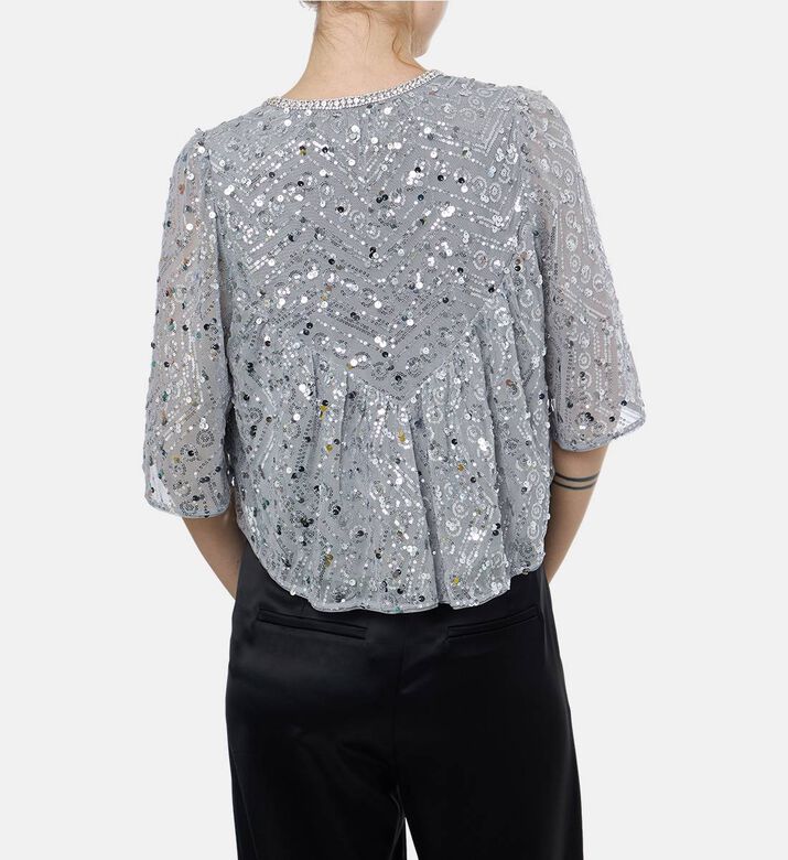 Ba and Sh Sequin-embellishment V-neck Blouse, Model View