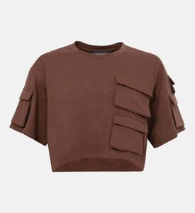 تي شيرت مبطن بجيب على الكتف