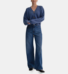 Button Closure Wide-leg Denim Pants