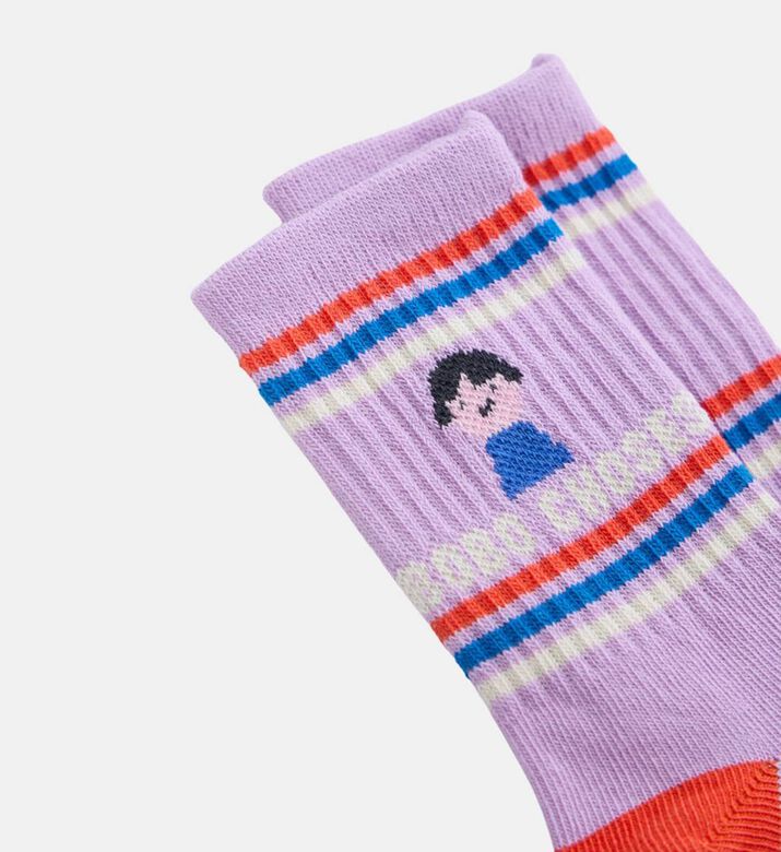 Bobo Choses Character Design Ribbed Striped Socks, Packshot View Bobo Choses Character Design Ribbed Striped Socks, Packshot View