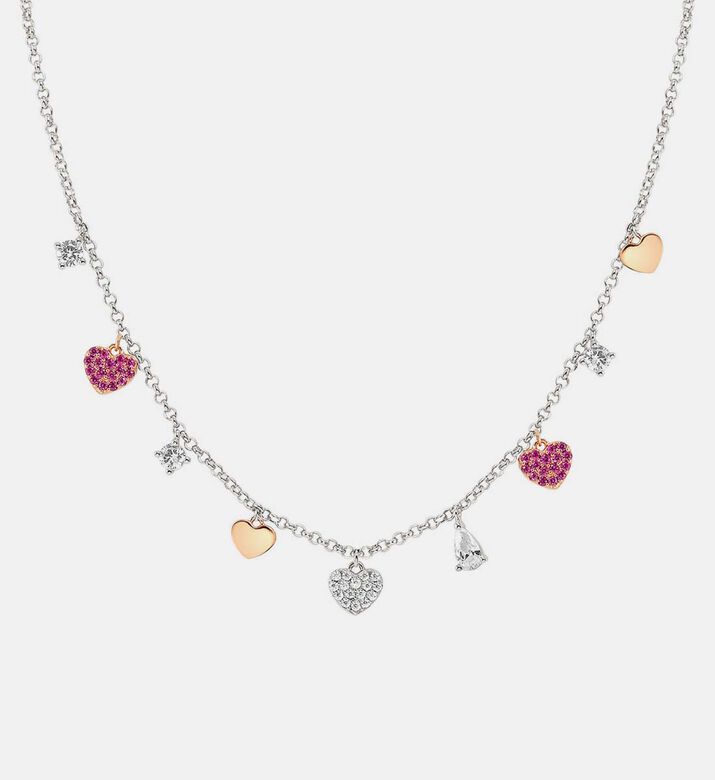 Lucentissima Dangling Hearts Silver Necklace