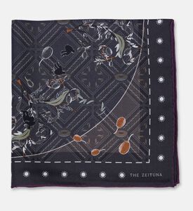 The Zeituna The Guardians Dark Dotted Borders Square Silk Scarf, Packshot View