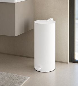 Decor Walther Tube Stainless Steel Waste Bin, White, Model View