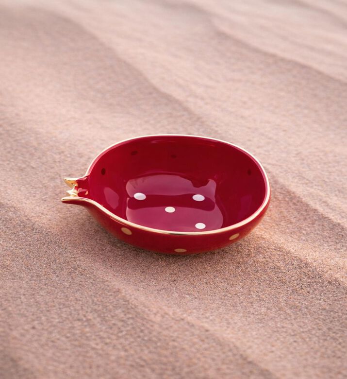 Tohfa Luxe Half Pomegranate 22k Gold-plating Bowl, Red, Packshot View