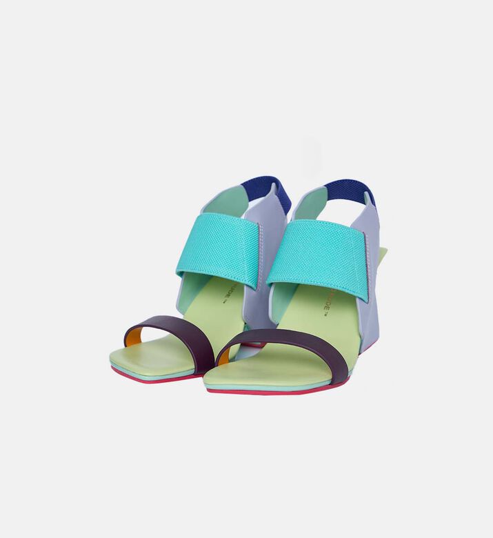 Sculptural Heel Square Toe Sandal