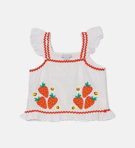 Embroidered Strawberry Sleeveless Top