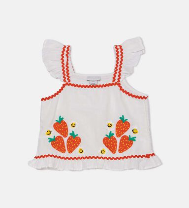 Embroidered Strawberry Sleeveless Top