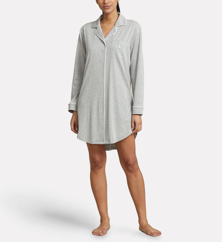Polo by Ralph Lauren Button Closure Regular-fit Shirt Dress, Grey, M, Model View