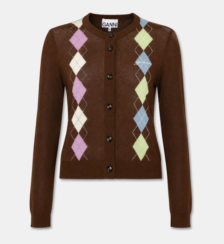 Ganni Card Argyle, Brown, L, Packshot View
