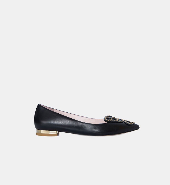 Butterfly Leather Flat Heel Studs Ballerina