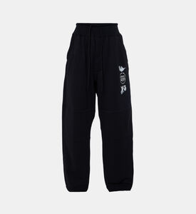 بنطال رياضي بتطريز شعار ورباط خصر