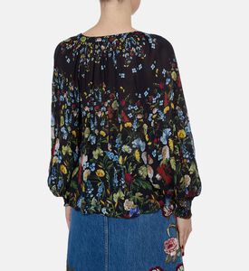 Alice and Olivia All-over Floral-print Long-sleeve Blouse, Model View