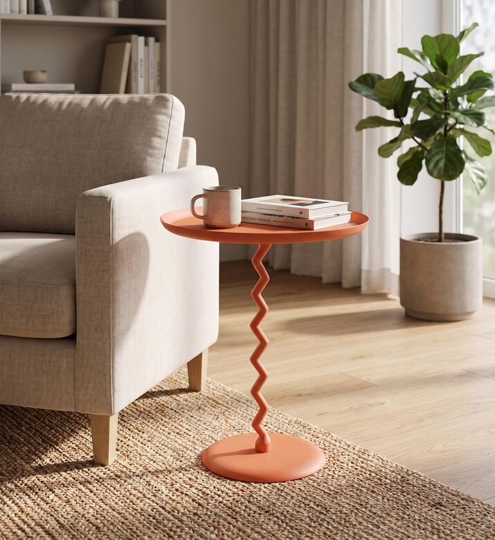 Leitmotiv Zig-zag Monochrome Side Table, Orange, Packshot View