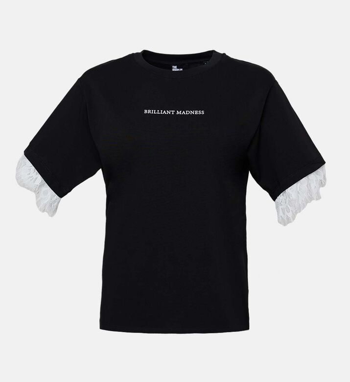 Lace Trims Text-print Short-sleeve T-shirt