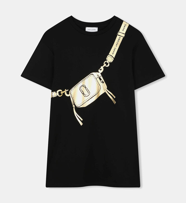 Metallic Snapshot Bag Graphic Dress