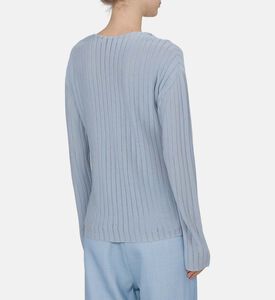 بلوزة طويلة الأكمام محبوكة بياقة دائرية