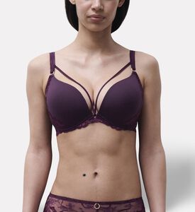 Chantelle Strappy Lace Push-up Bra, Dark-purple, 95, E, Model View