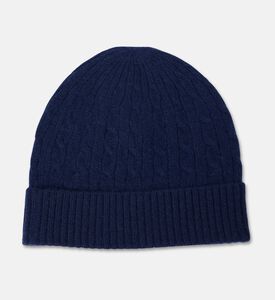 Galeries Lafayette Cable-knit Turn-up Beanie Hat, Dark-blue, Fs, Packshot View