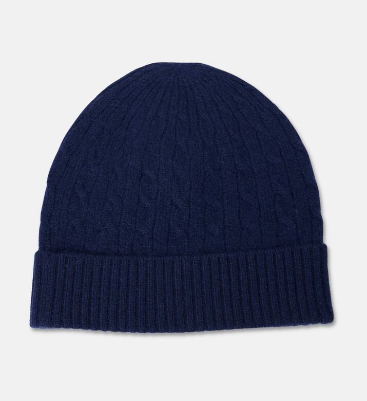 Galeries Lafayette Cable-knit Turn-up Beanie Hat, Dark-blue, Fs, Packshot View