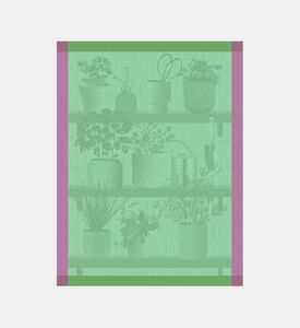 Jacquard Herbes Fraiches Cotton Tea Towel, Green, Packshot View